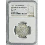 Germany, Margrave of Brandenburg-Ansbach, ChrisitanFriedrich Karl Alexander, 1/6 Thaler Schwabach 1757 - NGC MS62