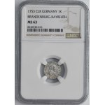 Germany, Brandenburg-Bayreuth, Friedrich III, 1 Kreuzer 1753 CLR - NGC MS63