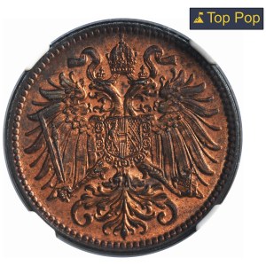 Austria, Franciszek Józef I, 2 Halerze Wiedeń 1915 - NGC MS66 RB