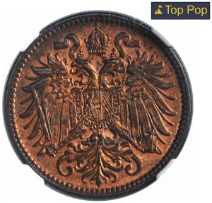 Austria, Franz Joseph I, 2 Heller Wien 1915 - NGC MS66 RB