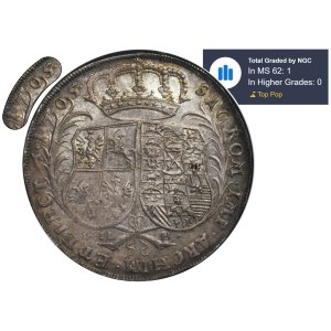 Augustus II the Strong, Thaler Dresden 1705 ILH - NGC MS62 - VERY RARE