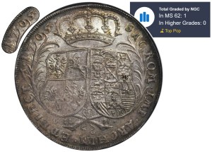Augustus II the Strong, Thaler Dresden 1705 ILH - NGC MS62 - VERY RARE