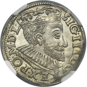 Zygmunt III Waza, Trojak Poznań 1591 - szeroka głowa - NGC MS61