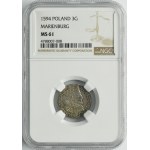 Sigismund III Vasa, 3 Groschen Marienburg 1594 - NGC MS61