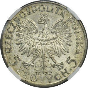 Głowa Kobiety, 5 złotych Warszawa 1933 - NGC MS61