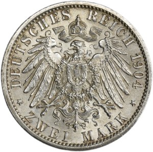 Germany, Hessen-Darmstadt, Ernst Ludwig, 2 Mark Berlin 1904 A