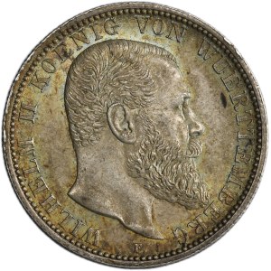 Germany, Kingdom of Württemberg, Wilhelm II, 2 Mark Stuttgart 1908 F