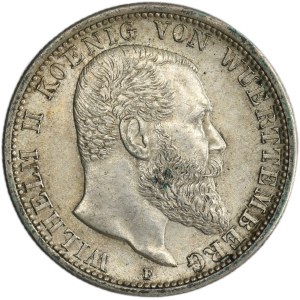Germany, Kingdom of Württemberg, Wilhelm II, 2 Mark Stuttgart 1912 F