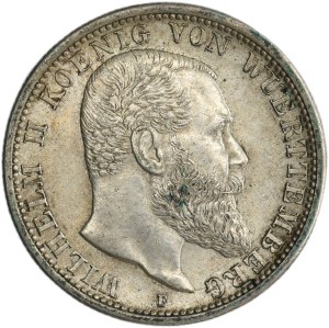 Germany, Kingdom of Württemberg, Wilhelm II, 2 Mark Stuttgart 1912 F