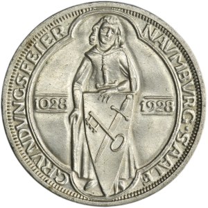 Germany, Weimar Republic, 3 Mark Berlin 1928 A - Naumburg