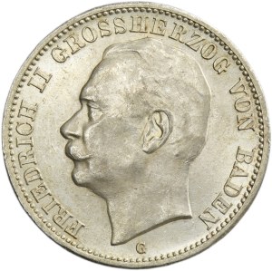 Germany, Grand Duchy of Baden, Friedrich II, 3 Mark Karlsruhe 1914 G