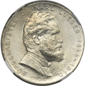 Austria, I Republika, 2 Szylingi Wiedeń 1935 - Dr. Carl Lueger - NGC AU58