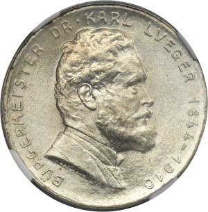 Austria, First Republic, 2 Schillings Wien 1935 - Dr. Carl Lueger - NGC AU58