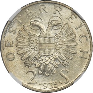 Austria, First Republic, 2 Schillings Wien 1935 - Dr. Carl Lueger - NGC AU58