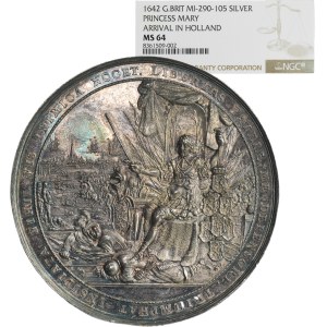 Netherlands, Wilhelm II von Oranien, Medal the arrival of Princess Mary Stuart 1642 - ex. NGC MS64 - RARE, DADLER
