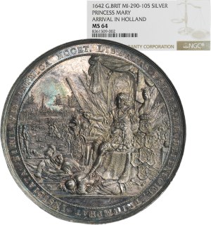 Netherlands, Wilhelm II von Oranien, Medal the arrival of Princess Mary Stuart 1642 - ex. NGC MS64 - RARE, DADLER