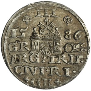 Stephen Bathory, 3 Groschen Riga 1586 - small head