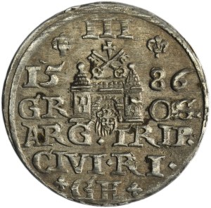 Stephen Bathory, 3 Groschen Riga 1586 - small head