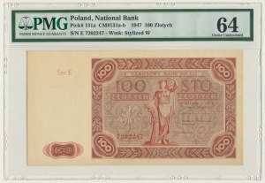 100 złotych 1947 - E - PMG 64