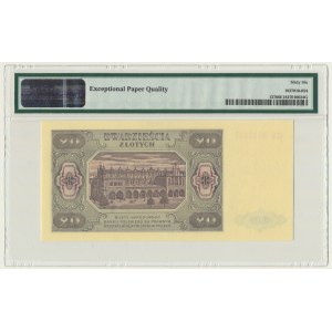20 złotych 1948 - GW - PMG 66 EPQ - papier prążkowany
