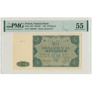 20 złotych 1947 - A - PMG 55