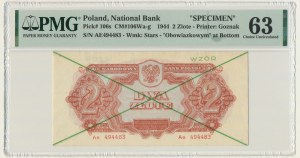 2 złote 1944 ...owym - WZÓR - Ae 494... - PMG 63