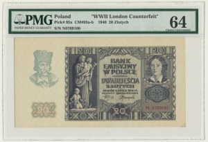 20 złotych 1940 - N - PMG 64 - NAJRZADSZA SERIA