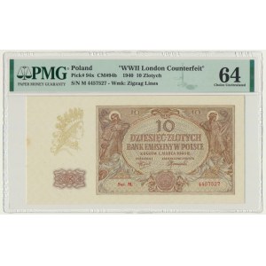 10 złotych 1940 - M. - PMG 64 - rzadsza seria