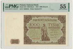 1,000 zloty 1947 - F - PMG 55