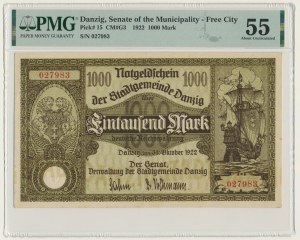 Danzig, 1.000 Mark 1922 - PMG 55