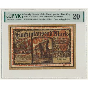 Gdańsk, 1 milion marek 1923 - czerwony nadruk - PMG 20