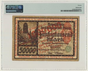 Danzig, 1 million Mark 1923 - red overprint - PMG 20