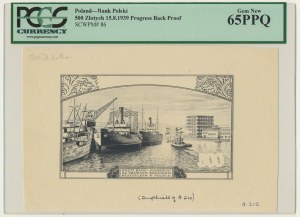 500 or 1939 - impression en noir du motif du revers - PCGS 65 PPQ - RARE