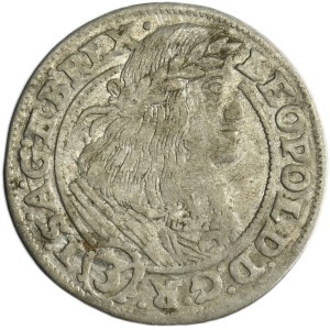 Silesia, Habsburg rule, Leopold I, 3 Kreuzer Breslau 1661 GH