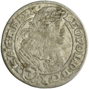 Silesia, Habsburg rule, Leopold I, 3 Kreuzer Breslau 1661 GH