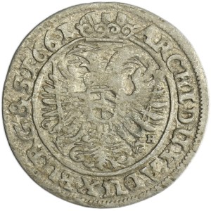 Silesia, Habsburg rule, Leopold I, 3 Kreuzer Breslau 1661 GH