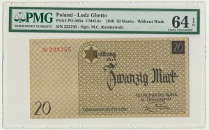 20 Mark 1940 - no. 1 without watermark - PMG 64 EPQ