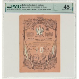 Skarb Wyzwolonej Polski, 10 złotych (1853) - PMG 45 - ŚWIEŻY I RZADKI