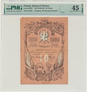 Trésor de la Pologne libérée, 10 zlotys (1853) - PMG 45 - BRILLANT ET RARE