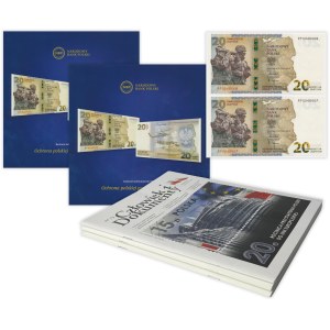 Zestaw, 20 złotych 2022 - Ochrona Polskiej Granicy Wschodniej (2 szt.) + Magazyn Człowiek i Dokumenty (3 szt.)