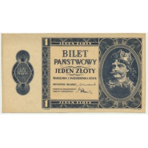 1 złoty 1938 - druk jednostronny - RZADKI