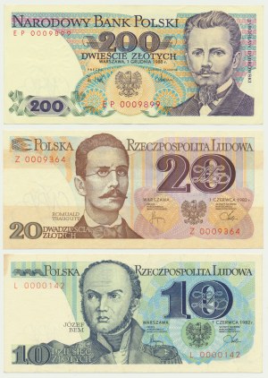 Set, 10-200 gold 1982-88 (3 pieces) - low serial numbers