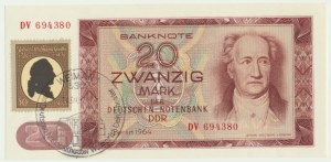 Allemagne, DDR, 20 marks 1964 - avec cachet -