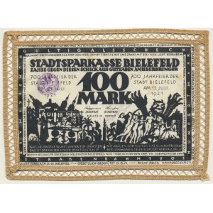 Germany, Bielefeld, 100 Mark 1921 - silk and embroidery -