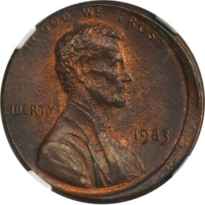 MINT ERROR, USA, 1 Cent 1983 D - NGC MS64 RB