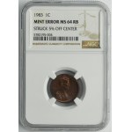MINT ERROR, USA, 1 Cent 1983 D - NGC MS64 RB