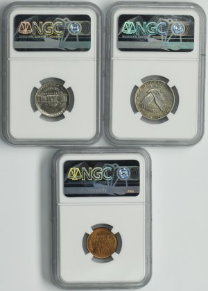 Set, USA, 1-25 Cents 1918-1985 (3 pcs.)