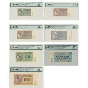 Czechoslovakia (Theresienstadt Ghetto), full set 1-100 Kronen 1943 - PMG 65-67 EPQ - (7 pcs.)