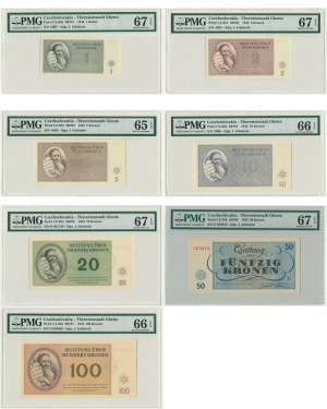 Czechoslovakia (Theresienstadt Ghetto), full set 1-100 Kronen 1943 - PMG 65-67 EPQ - (7 pcs.)