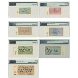 Czechoslovakia (Theresienstadt Ghetto), full set 1-100 Kronen 1943 - PMG 65-67 EPQ - (7 pcs.)